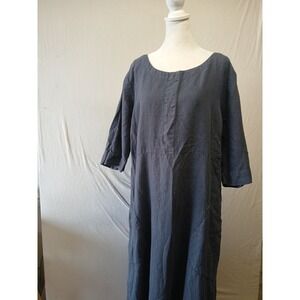Cut loose 100% linen dress lagenlook coastal grandma lantern cottagecore USA